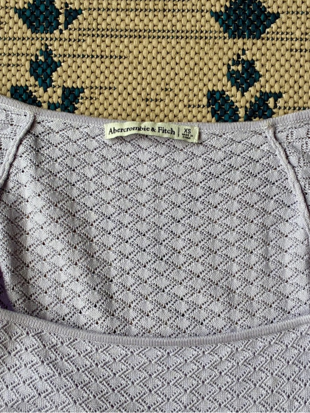 Abercrombie & Fitch Bodysuit Open Weave Crochet Knit Longsleeve - Lilac XS - Picture 3 of 8